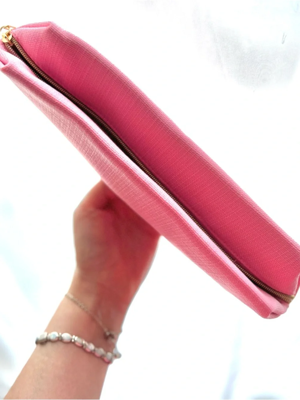 5 for 25⚡️Lancome Pink Fabric Cosmetic Travel Pouch with Gold Zip Pull